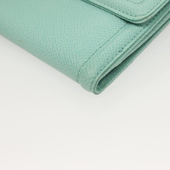 Salvatore Ferragamo Wallet Leather Turquoise Blue Gold Auth 127952V