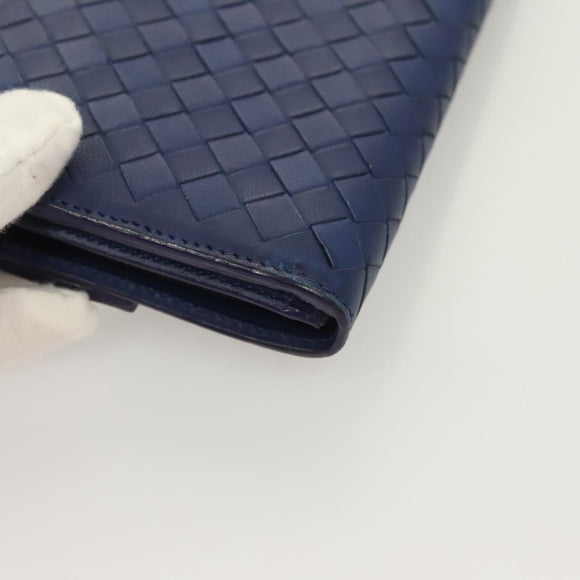 BOTTEGA VENETA INTRECCIATO Long Wallet Leather Blue Auth 127953V