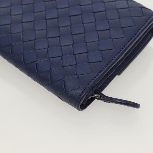 BOTTEGA VENETA INTRECCIATO Long Wallet Leather Blue Auth 127953V
