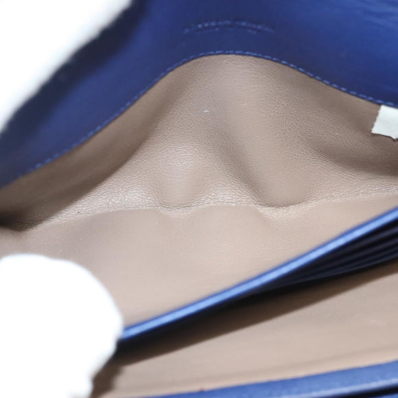 BOTTEGA VENETA INTRECCIATO Long Wallet Leather Blue Auth 127953V