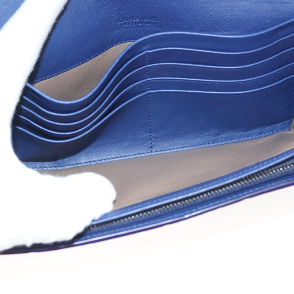 BOTTEGA VENETA INTRECCIATO Long Wallet Leather Blue Auth 127953V