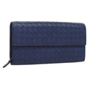 BOTTEGA VENETA INTRECCIATO Long Wallet Leather Blue Auth 127953V-1
