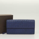 BOTTEGA VENETA INTRECCIATO Long Wallet Leather Blue Auth 127953V-12