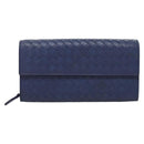 BOTTEGA VENETA INTRECCIATO Long Wallet Leather Blue Auth 127953V-13