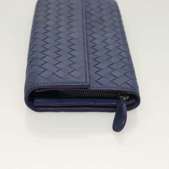 BOTTEGA VENETA INTRECCIATO Long Wallet Leather Blue Auth 127953V