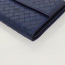 BOTTEGA VENETA INTRECCIATO Long Wallet Leather Blue Auth 127953V-14