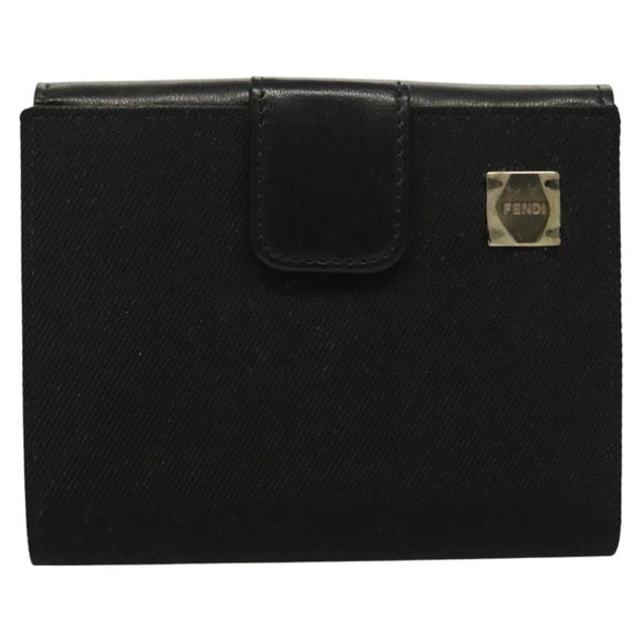 FENDI Wallet Canvas Black Auth 127954V