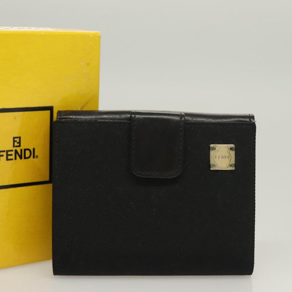 FENDI Wallet Canvas Black Auth 127954V