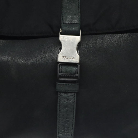 PRADA Shoulder Bag Nylon Leather Black Auth 127955