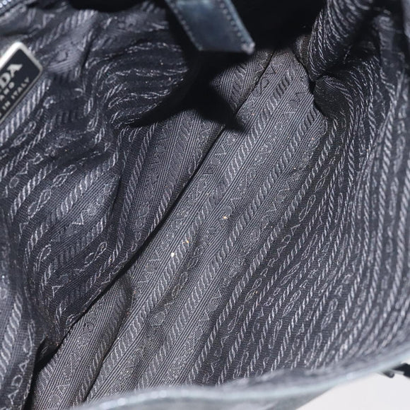 PRADA Shoulder Bag Nylon Leather Black Auth 127955