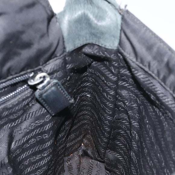 PRADA Shoulder Bag Nylon Leather Black Auth 127955