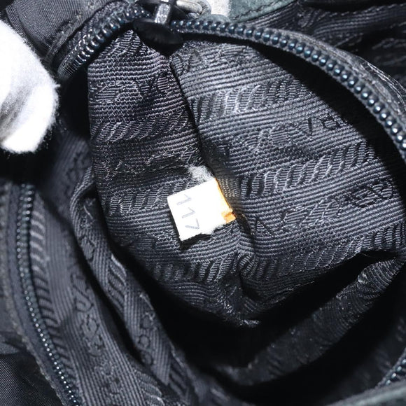 PRADA Shoulder Bag Nylon Leather Black Auth 127955