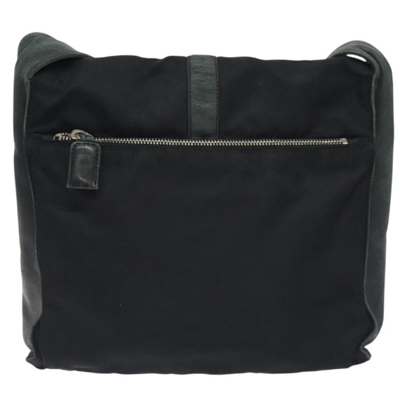PRADA Shoulder Bag Nylon Leather Black Auth 127955