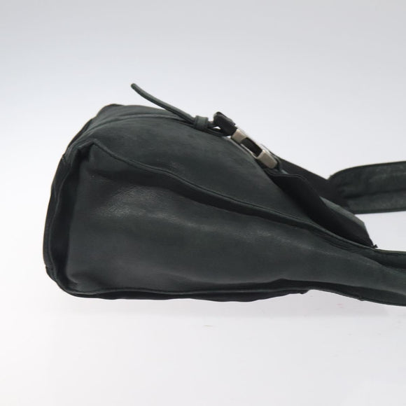 PRADA Shoulder Bag Nylon Leather Black Auth 127955