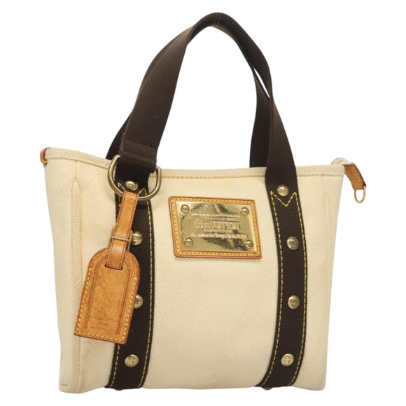 LOUIS VUITTON Antigua Cabas PM Hand Bag Ivory Brown M40039 LV Auth 127959