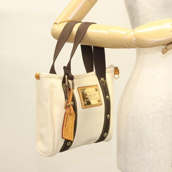 LOUIS VUITTON Antigua Cabas PM Hand Bag Ivory Brown M40039 LV Auth 127959