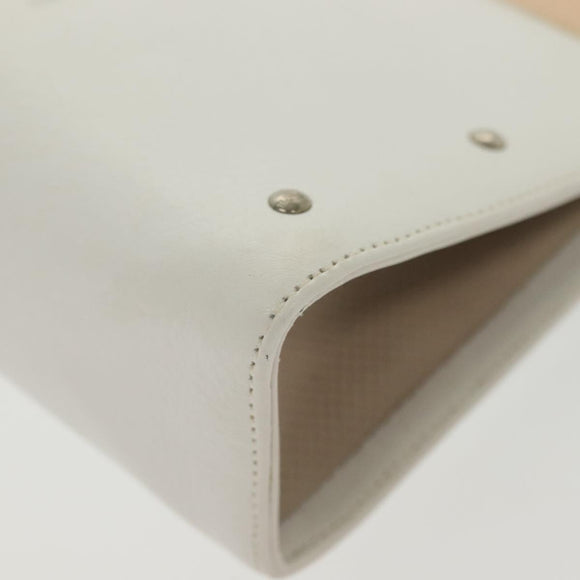 LOEWE Pouch Leather White Auth 127975