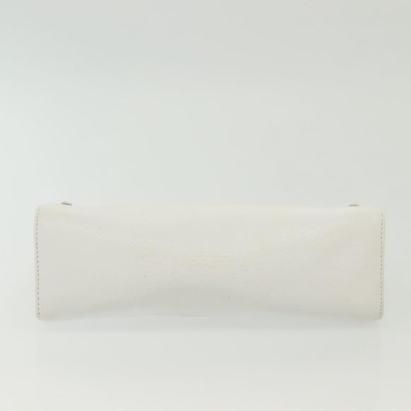 LOEWE Pouch Leather White Auth 127975