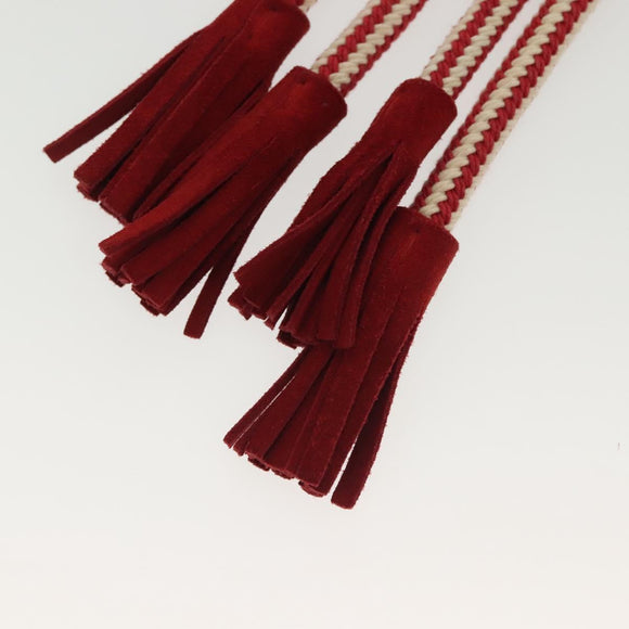 GUCCI Rope Belt White Red Auth 127982