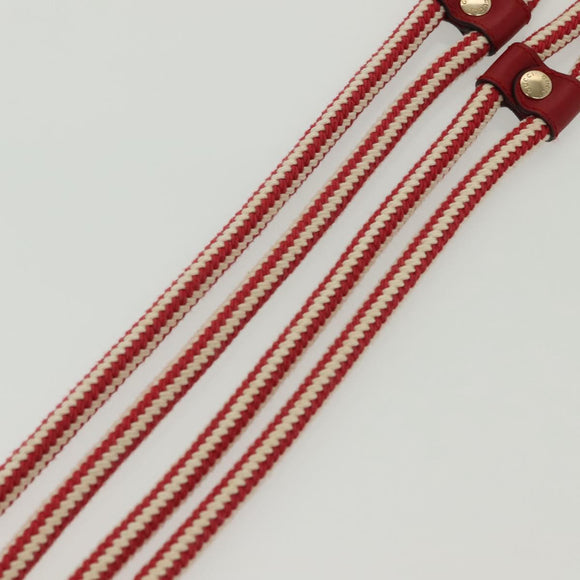 GUCCI Rope Belt White Red Auth 127982