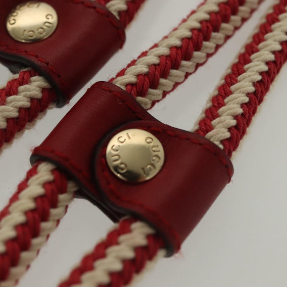 GUCCI Rope Belt White Red Auth 127982
