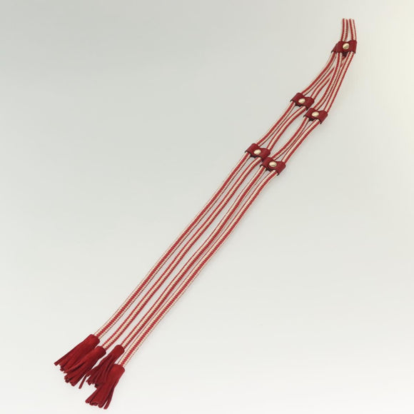 GUCCI Rope Belt White Red Auth 127982