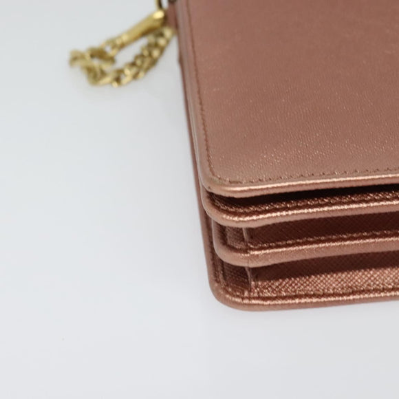 PRADA Ketten-Umhängetasche Leder Rosa Gold Auth 127990