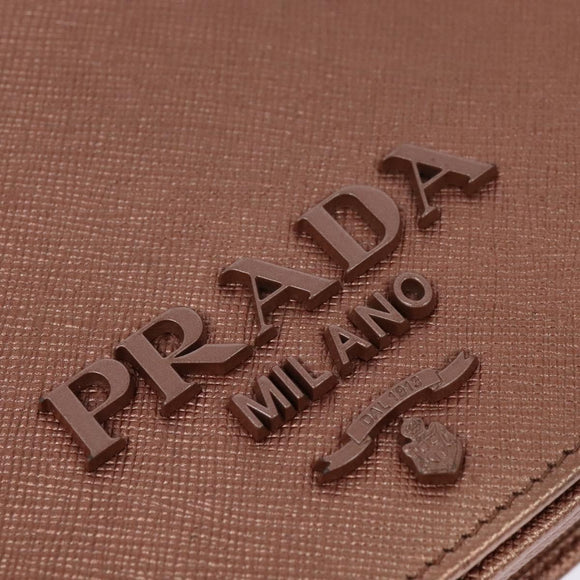 PRADA Ketten-Umhängetasche Leder Rosa Gold Auth 127990