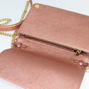 PRADA Chain Shoulder Bag Leather Pink Gold Auth 127990-10