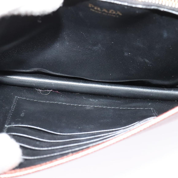 PRADA Chain Shoulder Bag Leather Pink Gold Auth 127990