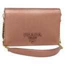 PRADA Chain Shoulder Bag Leather Pink Gold Auth 127990-1
