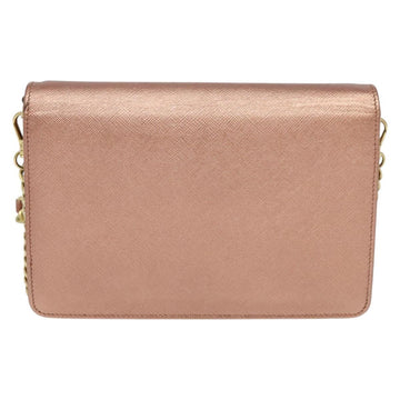 PRADA Chain Shoulder Bag Leather Pink Gold Auth 127990 - 0