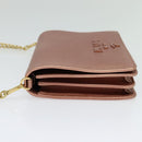 PRADA Chain Shoulder Bag Leather Pink Gold Auth 127990-3