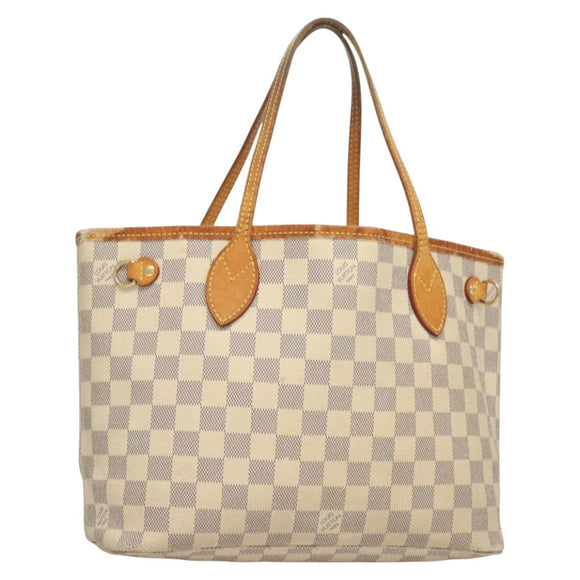 LOUIS VUITTON Damier Azur Neverfull PM Tote Bag N41362 LV Auth 128010