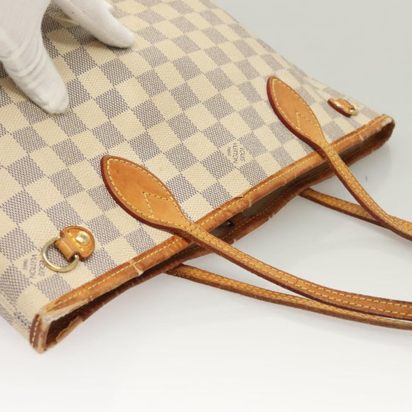 LOUIS VUITTON Damier Azur Neverfull PM Tote Bag N41362 LV Auth 128010