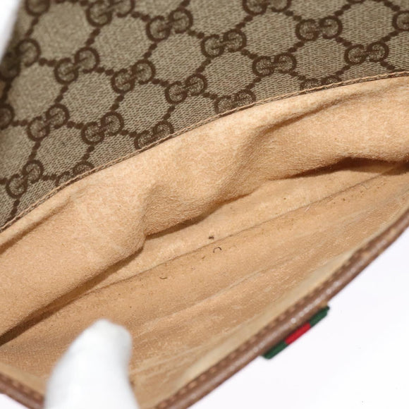 GUCCI GG Supreme Web Sherry Line Bag PVC Beige Gold 89 02 077 Auth 128012