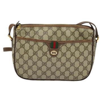 GUCCI GG Supreme Web Sherry Line Bag PVC Beige Gold 89 02 077 Auth 128012 - 0