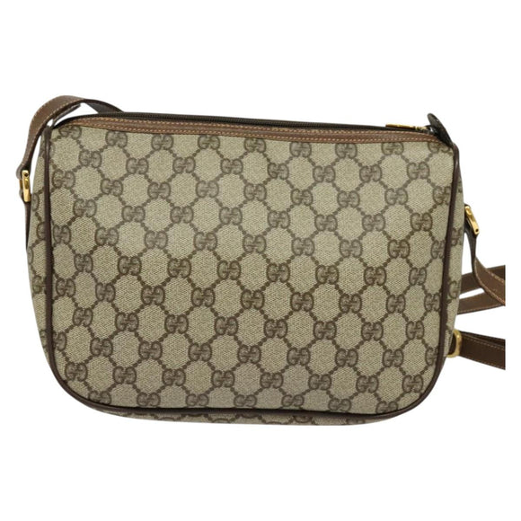 GUCCI GG Supreme Web Sherry Line Bag PVC Beige Gold 89 02 077 Auth 128012