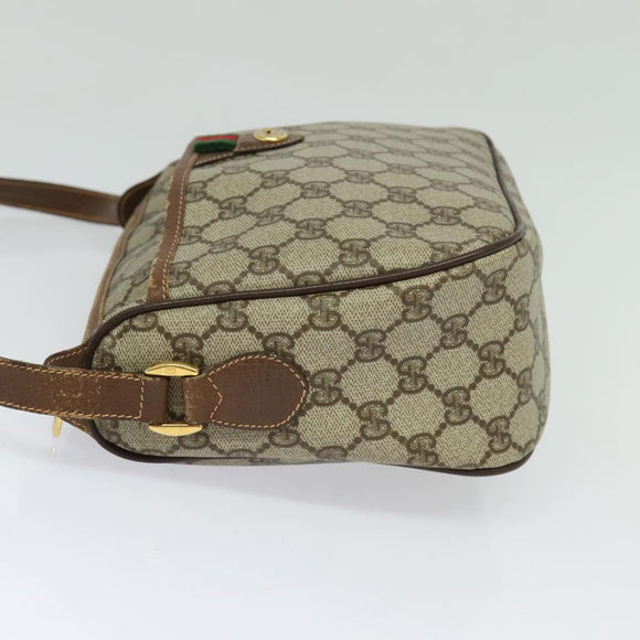 GUCCI GG Supreme Web Sherry Line Bag PVC Beige Gold 89 02 077 Auth 128012