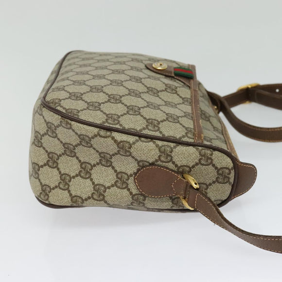 GUCCI GG Supreme Web Sherry Line Bag PVC Beige Gold 89 02 077 Auth 128012