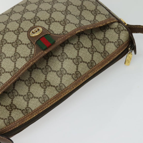 GUCCI GG Supreme Web Sherry Line Bag PVC Beige Gold 89 02 077 Auth 128012