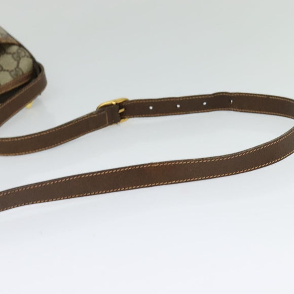 GUCCI GG Supreme Web Sherry Line Bag PVC Beige Gold 89 02 077 Auth 128012