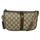GUCCI GG Supreme Web Sherry Line Bag PVC Beige Gold Auth 128013-1