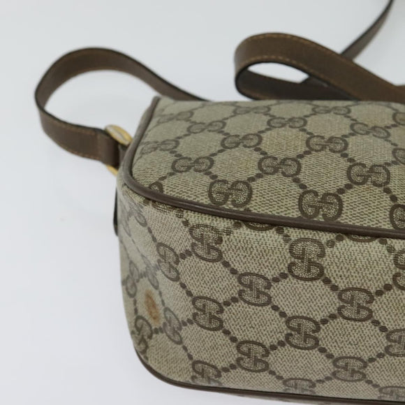 GUCCI GG Supreme Web Sherry Line Bag PVC Beige Gold Auth 128013