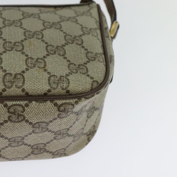 GUCCI GG Supreme Web Sherry Line Bag PVC Beige Gold Auth 128013