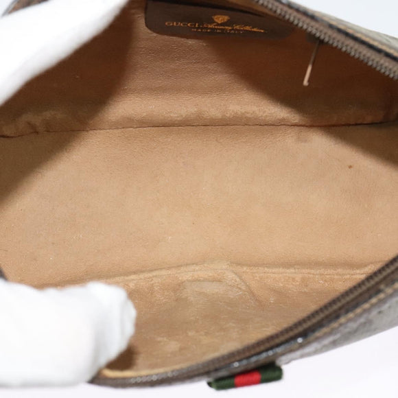 GUCCI GG Supreme Web Sherry Line Bag PVC Beige Gold Auth 128013