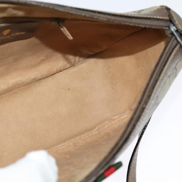 GUCCI GG Supreme Web Sherry Line Bag PVC Beige Gold Auth 128013