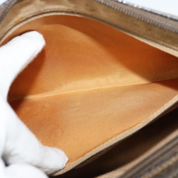 GUCCI GG Supreme Web Sherry Line Bag PVC Beige Gold Auth 128013