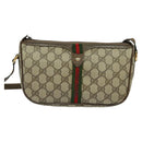 GUCCI GG Supreme Web Sherry Line Bag PVC Beige Gold Auth 128013-2