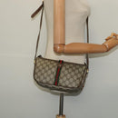 GUCCI GG Supreme Web Sherry Line Bag PVC Beige Gold Auth 128013-21